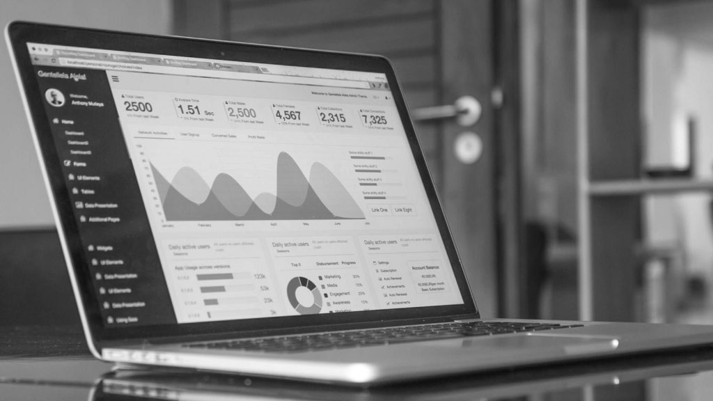 A laptop showing analytics tracking, a useful tool from digital marketing that can benefit small businesses. 